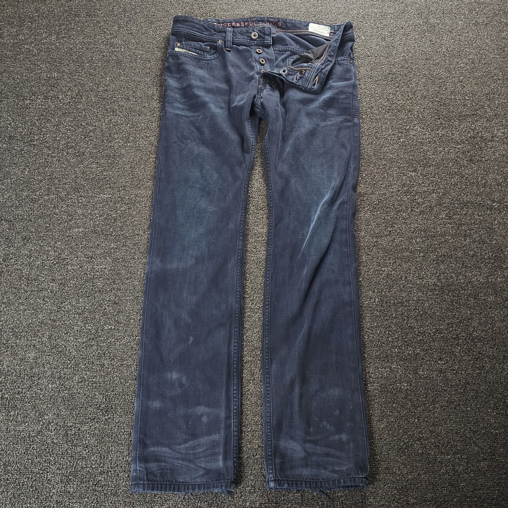 Diesel Jeans Men's 32x34 Safado Slim Straight Regular Navy Blue Made In Italy